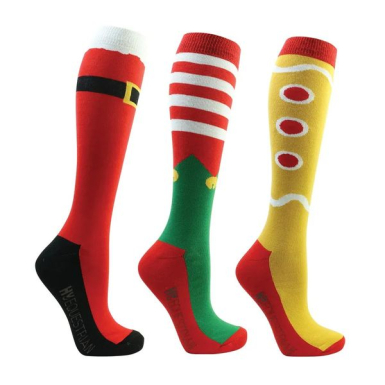 HY Equestrian Festive Feet Christmas Socks (Pack of 3)